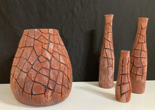 Pot et bouteilles raku - Pascale Bertrand